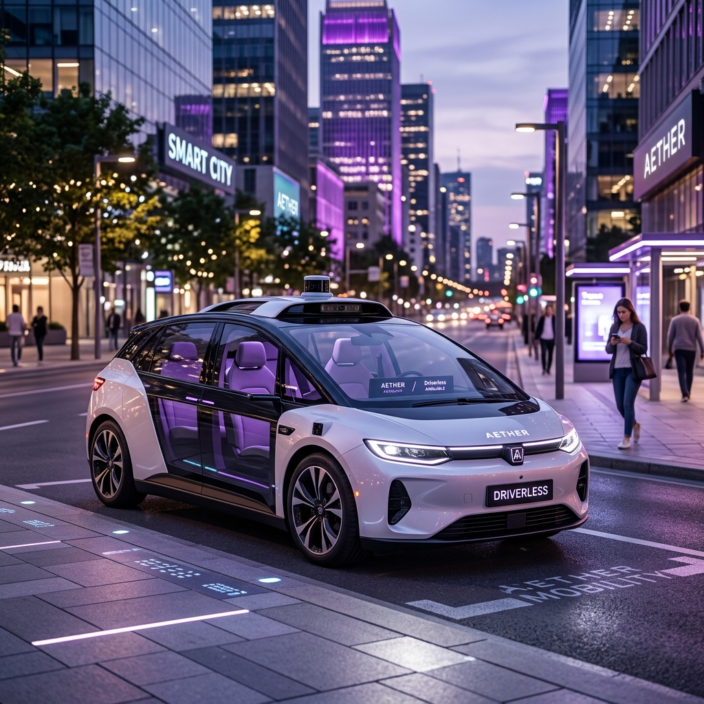 Sleek electric driverless car illustration for ITIL Car Rental