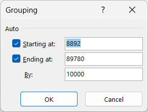 Salary Grouping Brackets Pivot Table
