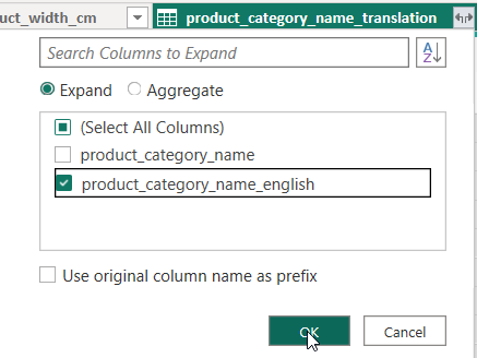 Expand category name english select box