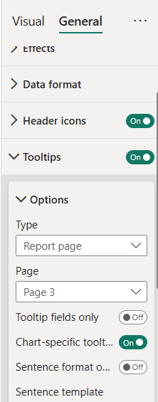 Map tooltip page selection